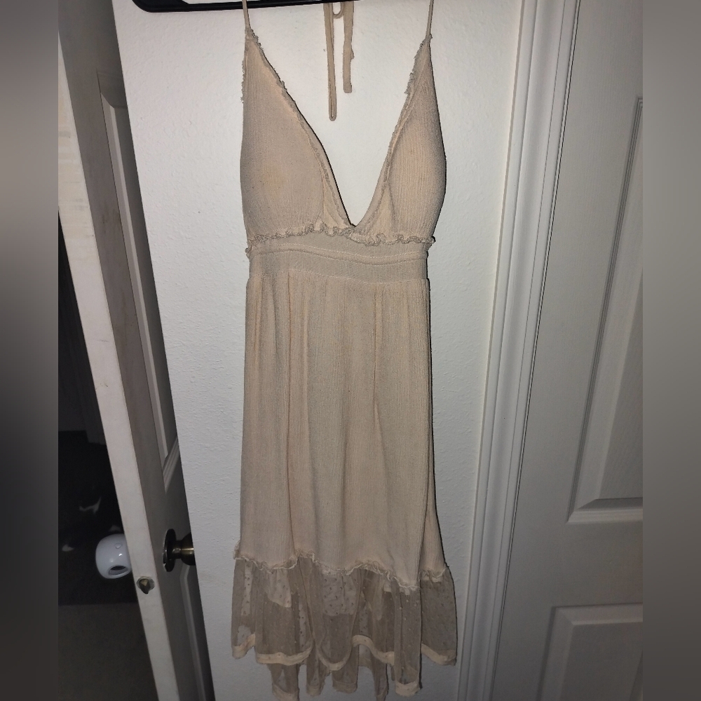 Cream Halter Maxi Dress